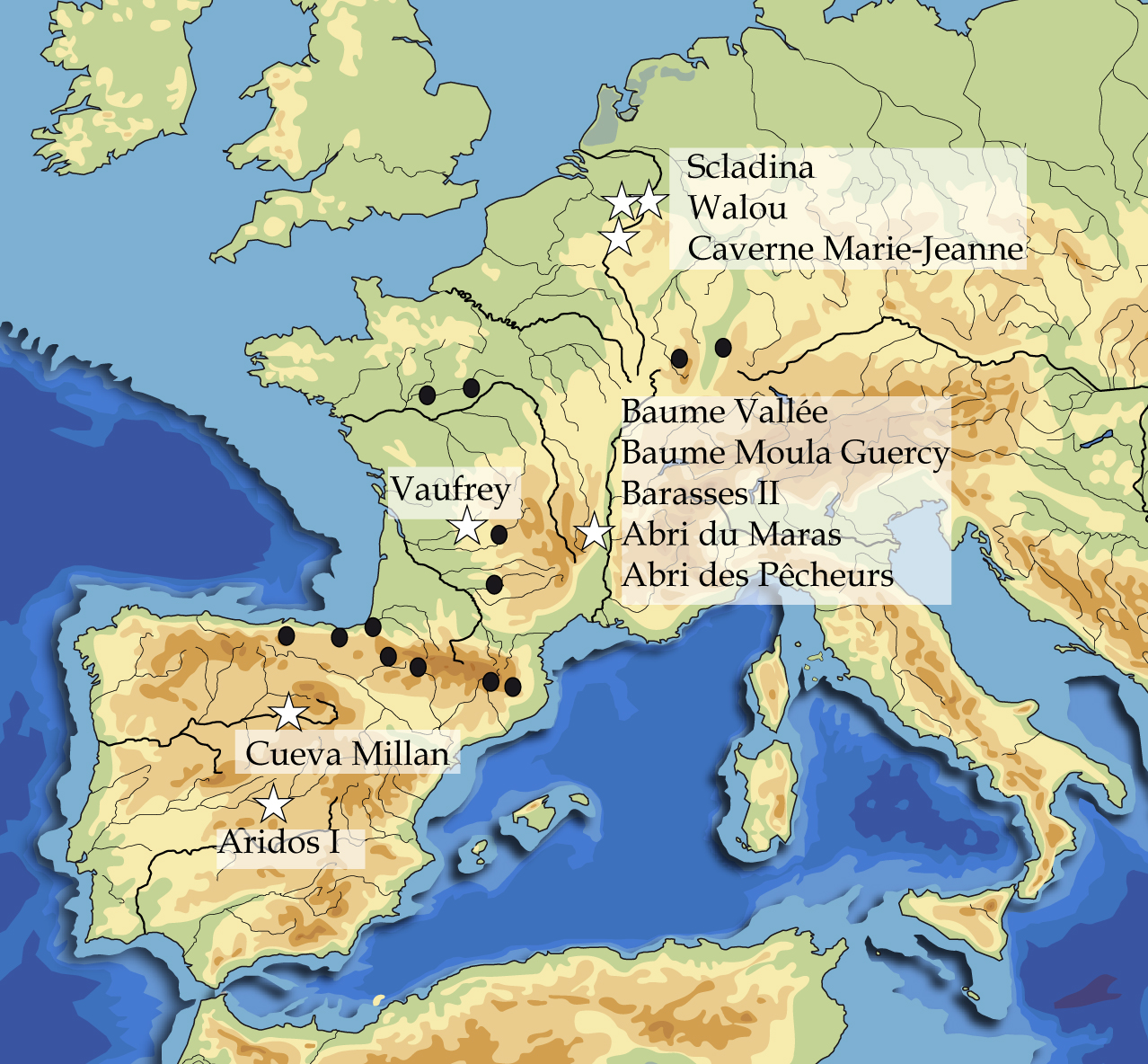 Carte des sites européens étudiés